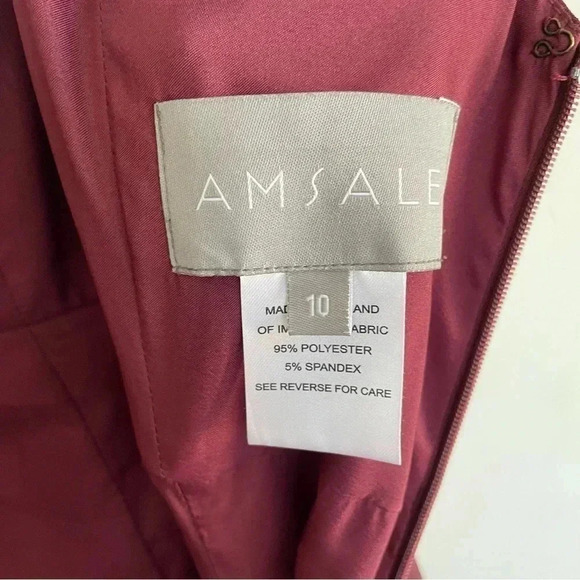 Amsale Off the Shoulder Burgundy Formal Gown Bridesmaid Dress Maroon Ribbing 10 - Picture 8 of 12